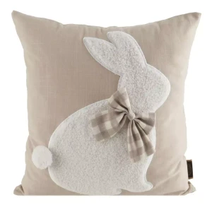 Wielkanocna poszewka na poduszkę z zajączkiem beżowa 45x45
