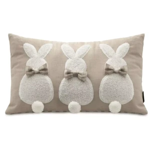 Wielkanocna poszewka na poduszkę z zajączkami beżowa 30x50